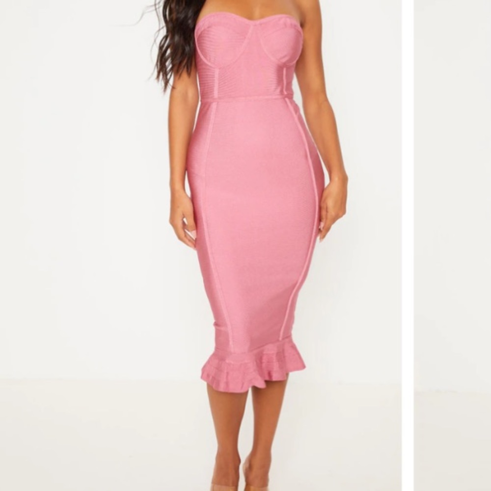 PLT PINK BANDAGE MIDI DRESS